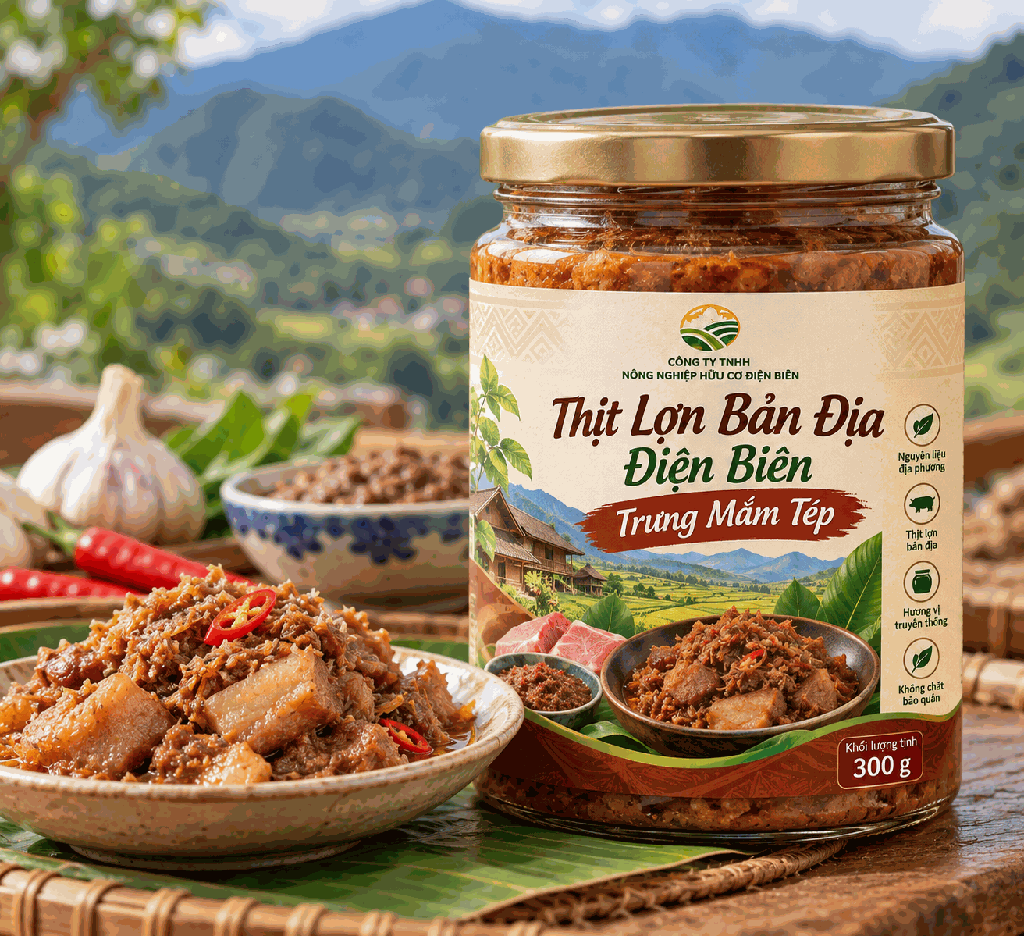 Thịt Lợn Bản Địa Điện Biên Trưng Mắm Tép